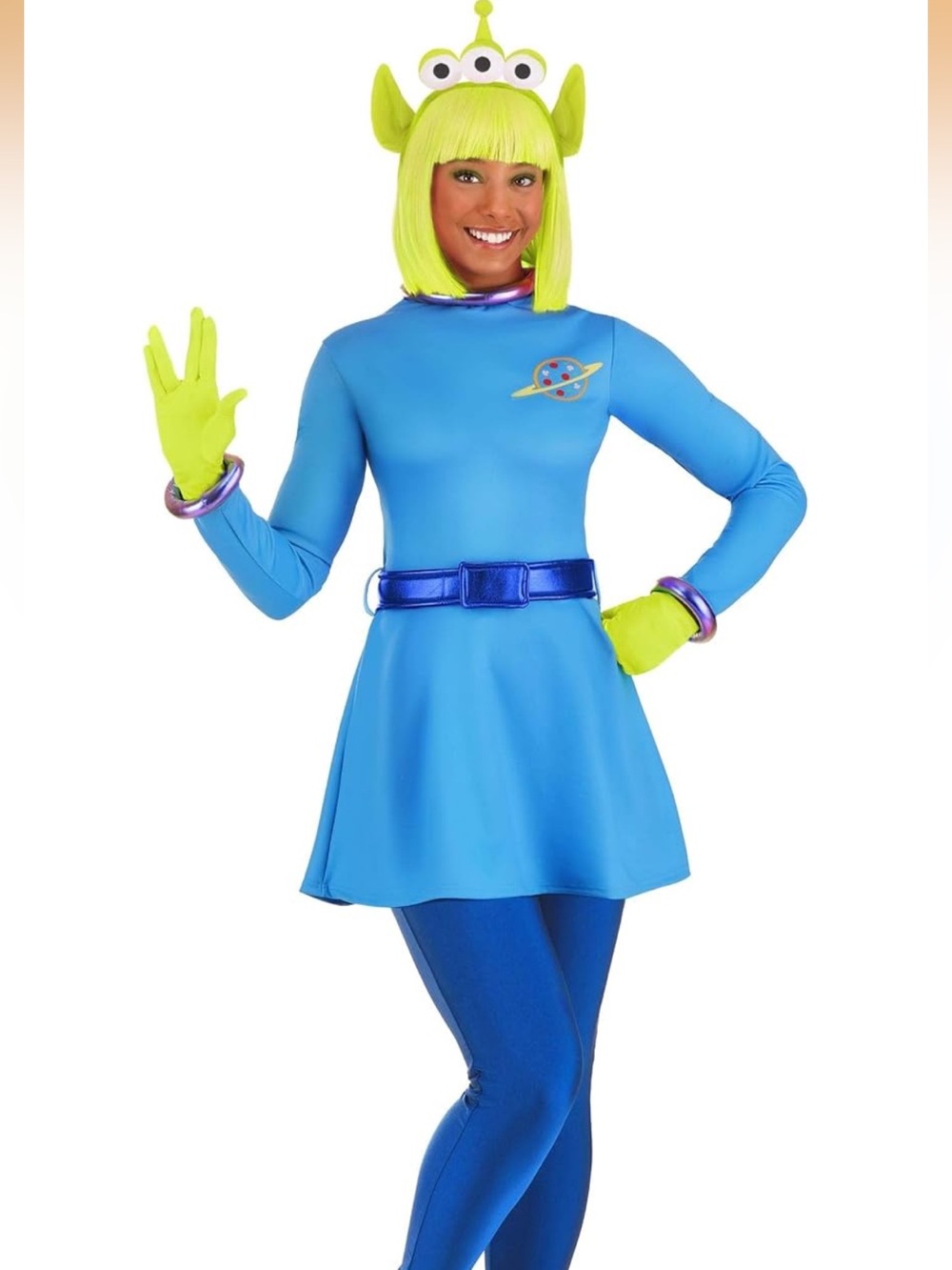 Woman Green Toy Story Alien. Perfect for matching a Toy Story family costume.